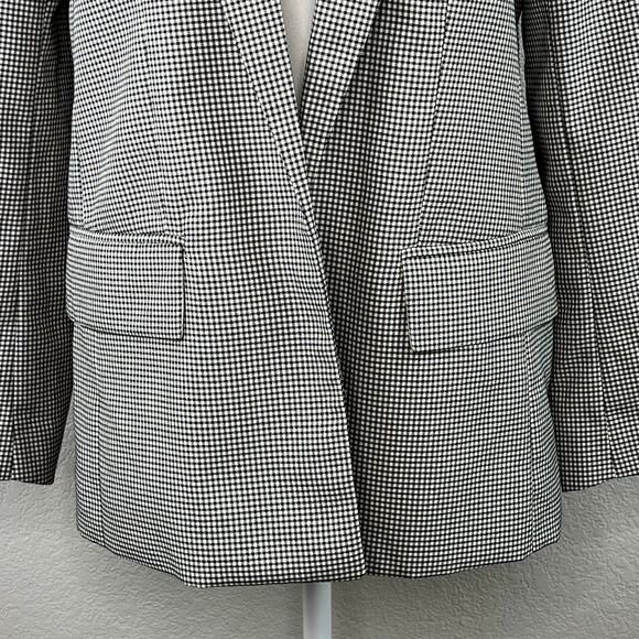 H&M Black Plaid Peak Lapel Open Front Light Blazer Jacket Oversized Small NWT - Picture 5 of 14